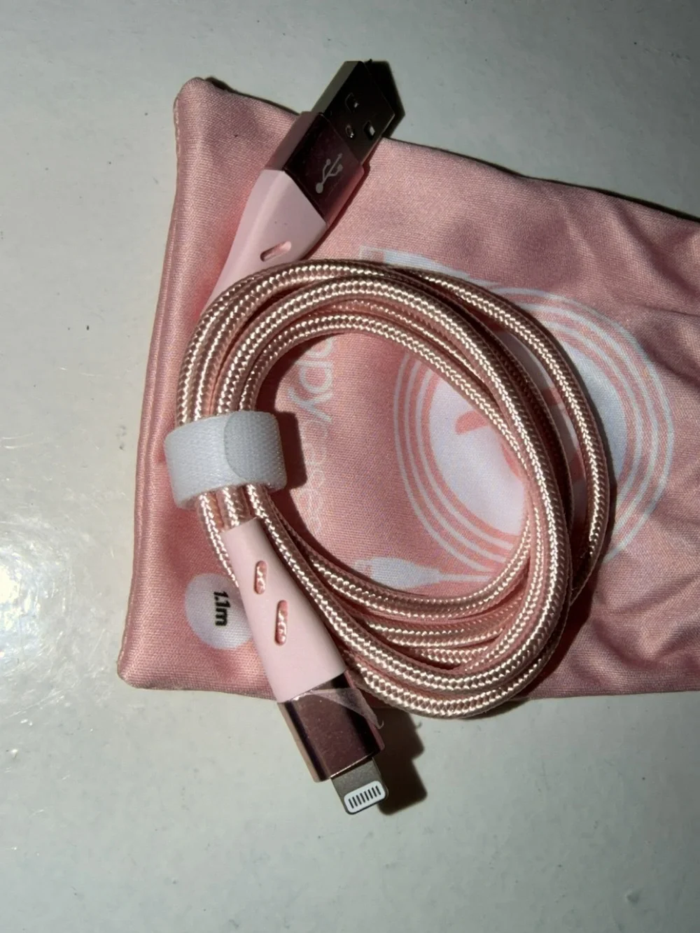 Loopy Case Rose Gold Braided Lightning Charging Cable with Pouch